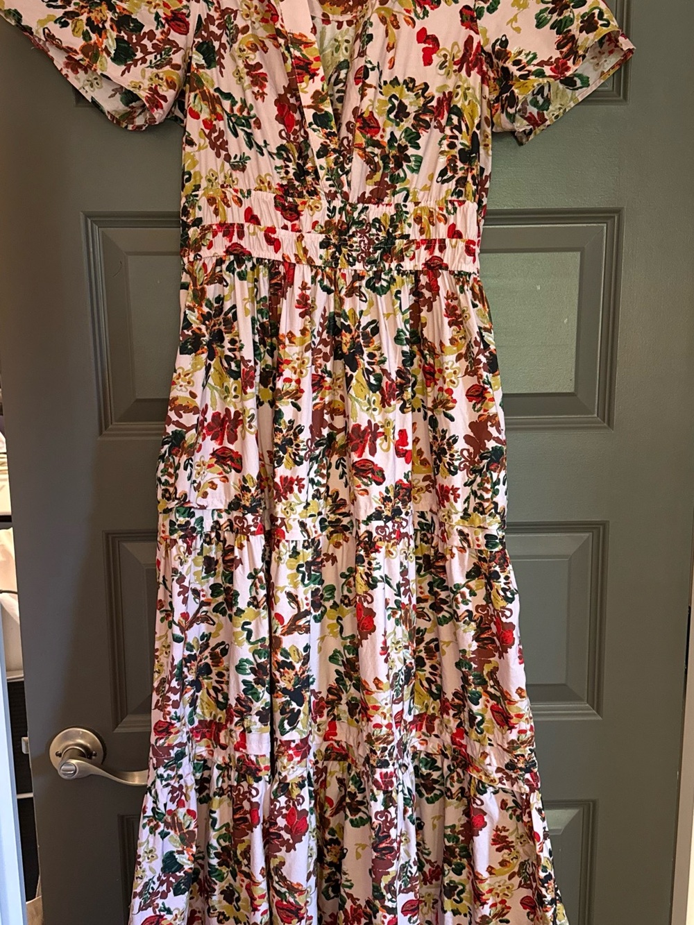 Anthropologie Maeve Somerset Pink Floral Tiered Maxi Dress, size small - Picture 4 of 5